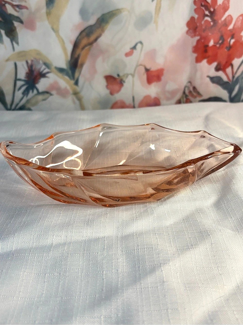 Vintage Pink Depression Glass Decorative Dish